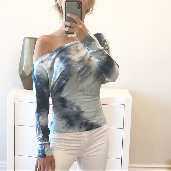 NEWPORT Blue Tie Dye Off Shoulder Top - Picture 9 of 11